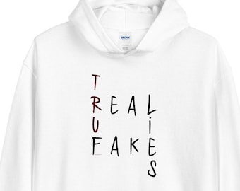 True Fake Lies Hoodie, Emo Goth Aesthetic Clothing
