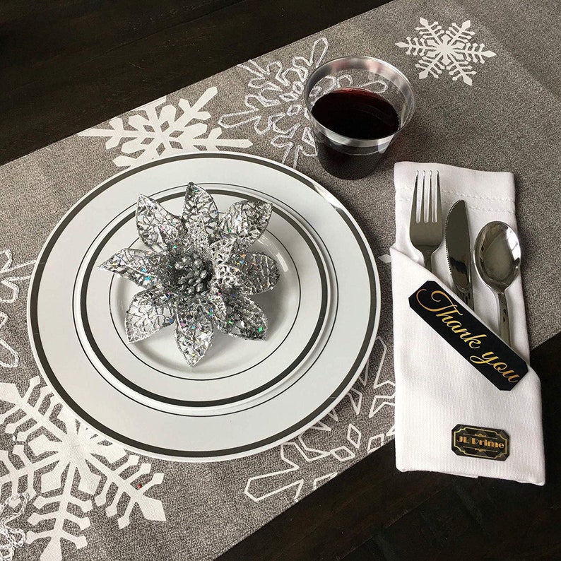 Knives Silver Plastic Silverware Set of 40 Heavy Duty Utensils for Parties /& Weddings Metallic Disposable Forks Spoons 120 pieces