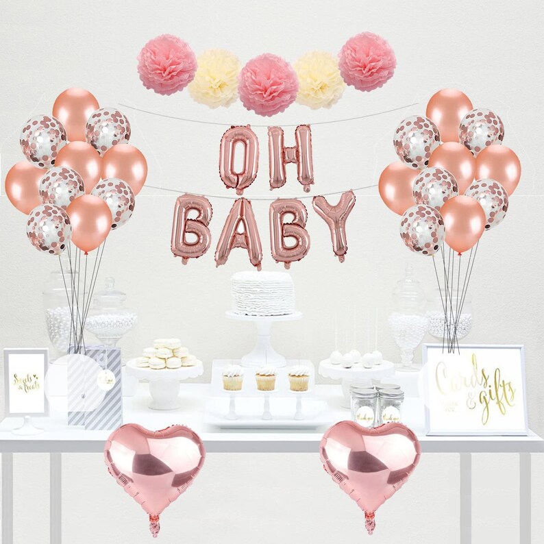 Rose Gold Baby Shower Decorations Kit Girl Baby Shower Decor Etsy