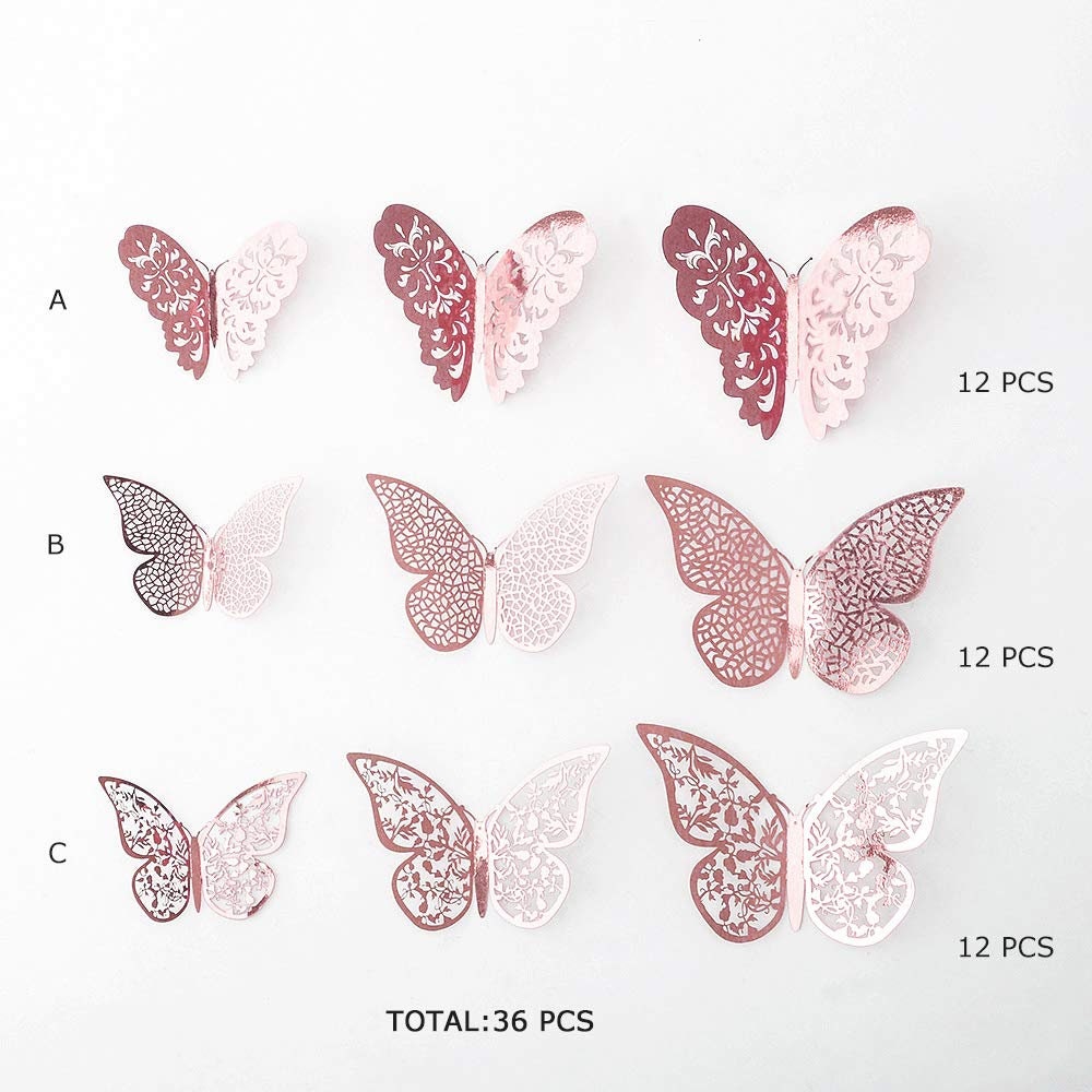 3D Rose Gold Butterfly Wall Decal for a Wedding Backdrop Etsy