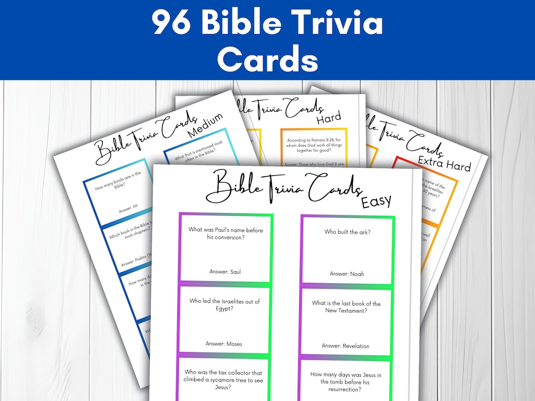 Bible Trivia Game, Printable Cards, Christian Sunday School, Homeschool ...