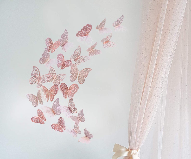 3D Rose Gold Butterfly Wall Decal for a Wedding Backdrop Etsy Canada