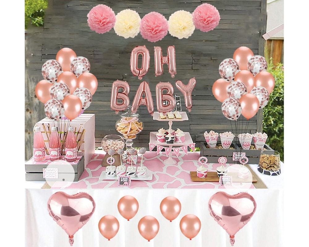 Rose Gold Baby Shower Balloon Decorations Kit Girl |