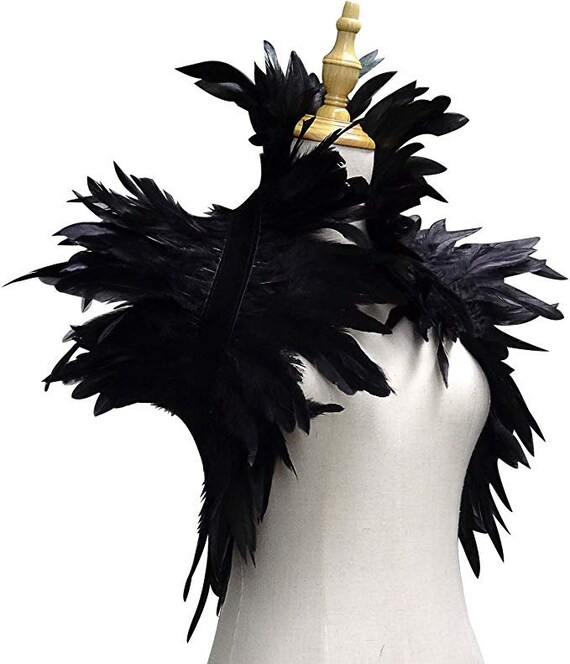 LVOW Steampunk Plague Doctor Mask with Feather Shrug Cape Shawl Halloween Costume Props