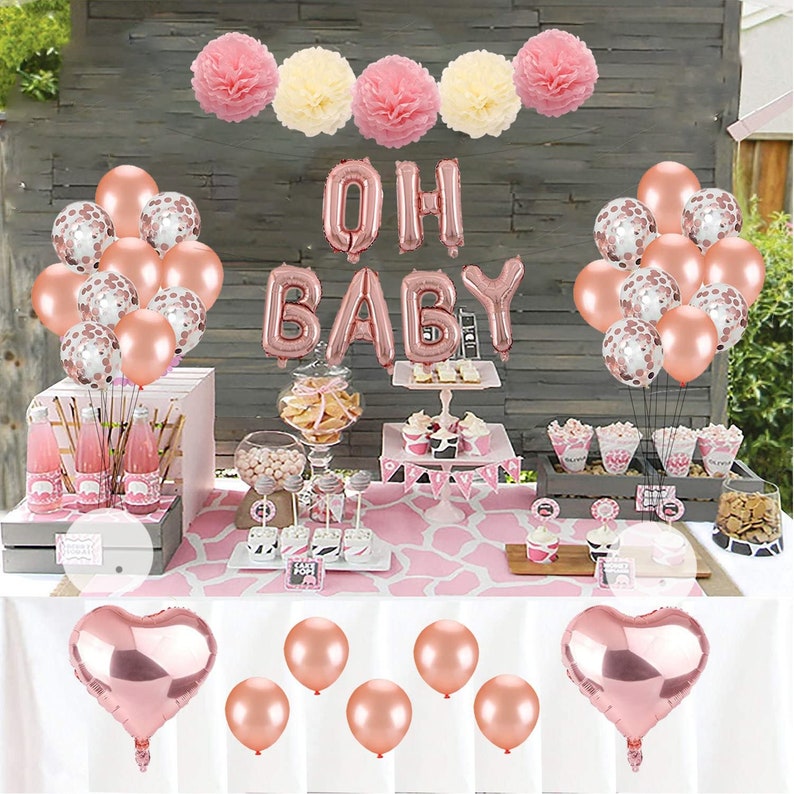 Rose Gold Baby Shower Decorations Kit Girl Baby Shower Decor Etsy