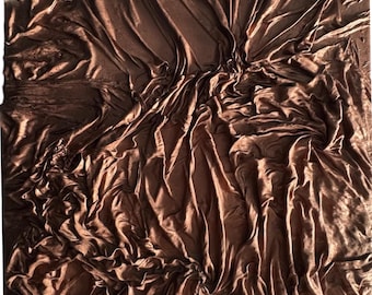 Textured Relief Wall Art – Handmade Abstract Mixed Media (Silk, Wood Glue, Copper Spray) – 40 x 40 cm