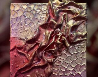 Gilded Flow – Original 3D Textile Wall Sculpture | 20x20cm