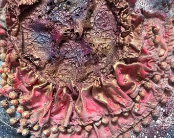 Solar Bloom – Original Textured Mixed Media Artwork on Canvas (40 x 30 cm)