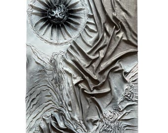 Silver Reverie – Large Textured Relief Mixed Media Textile Wall Art