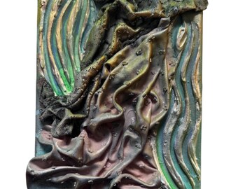 Forest Flow– 3D Abstract Textile Wall Art | 24x18cm | Mixed Media Green Decor | Nature-Inspired Canvas