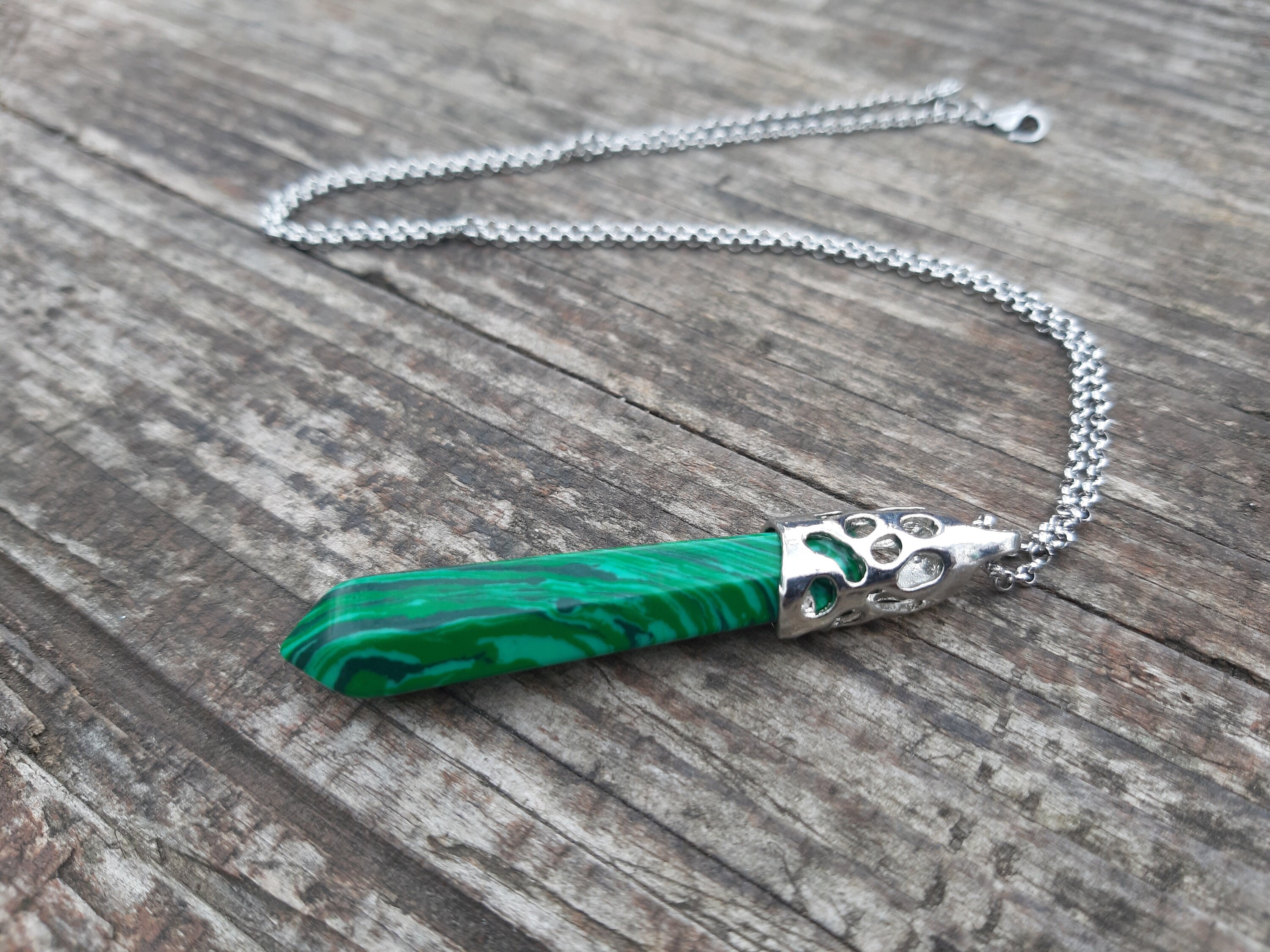 Good Luck & Success Malachite Crystal Point Pendant Necklace Etsy UK