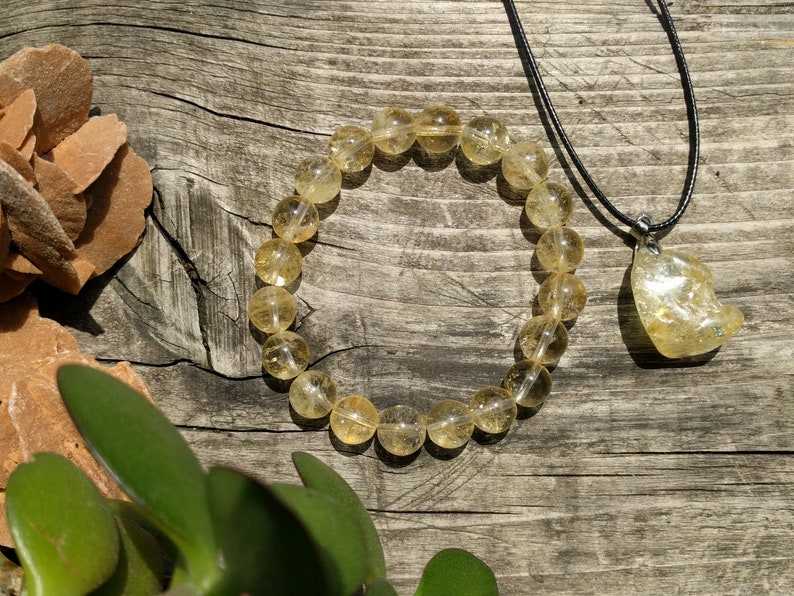 Citrine Jewelry Set Citrine Bracelet Citrine Crystal Pendant Necklace Crystal Healing Abundance Bracelet Attract Money Jewelry Prosperity