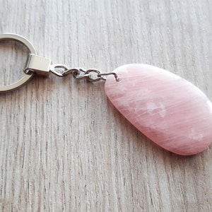 Rosenquarz Anhänger Schlüsselanhänger - Kristall Schlüsselring für Liebe & Glück