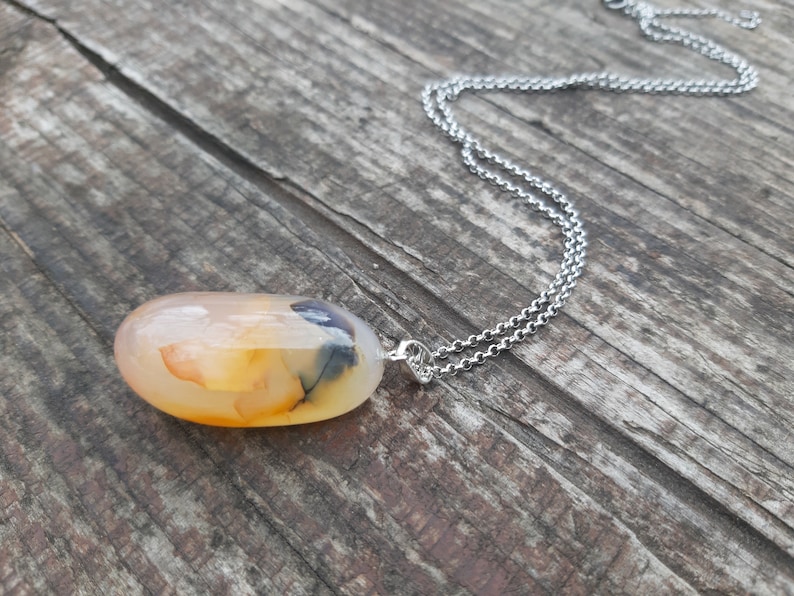 OOAK Dendritic Agate Pendant Necklace Statement Jewelry Bold Necklace Crystal Pendant Agate Pendant Necklace Unique Gift For Her Womens Gift