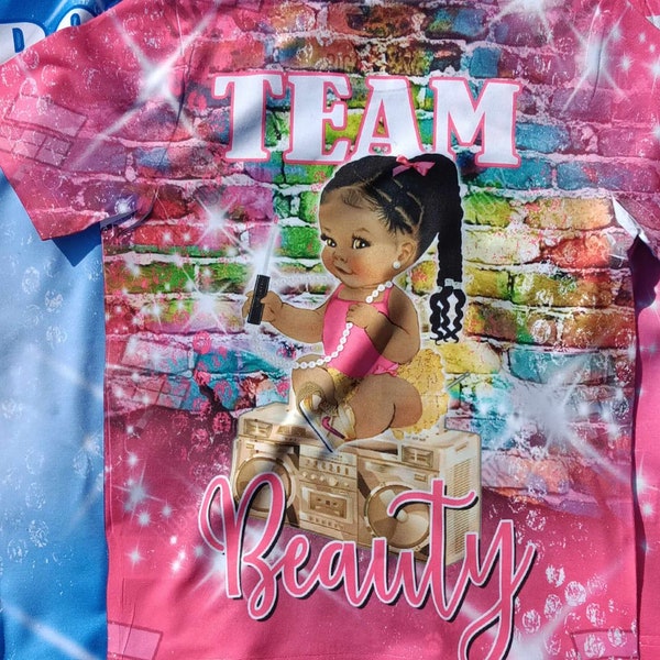 Team Girl Gender Reveal Design, Beauty or Beats, 3D Tee Shirt Design File , T Shirt Design Template, Perfect for Sublimation