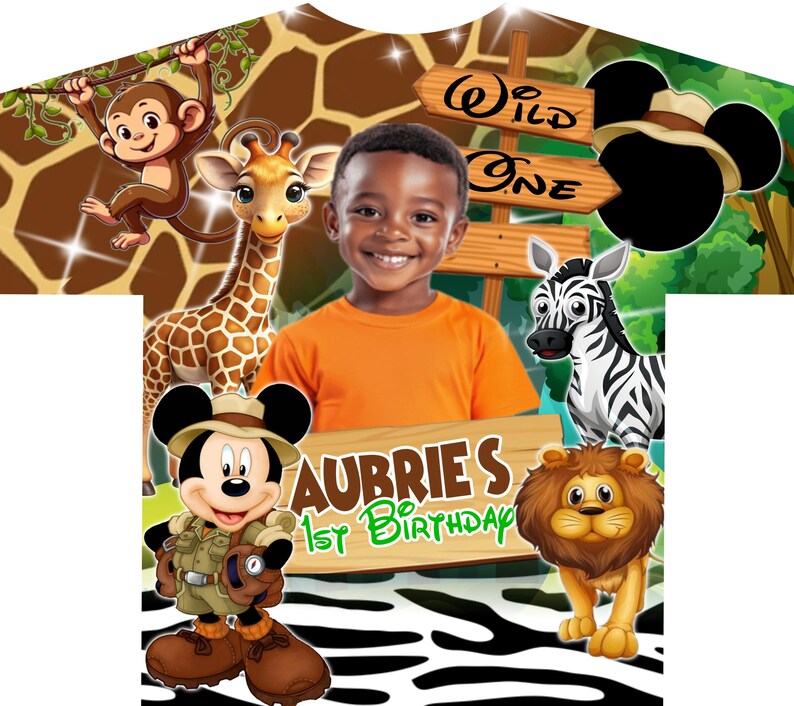 Wild Safari Birthday Shirt Template, Wild One 1st Birthday 3D All Over ...