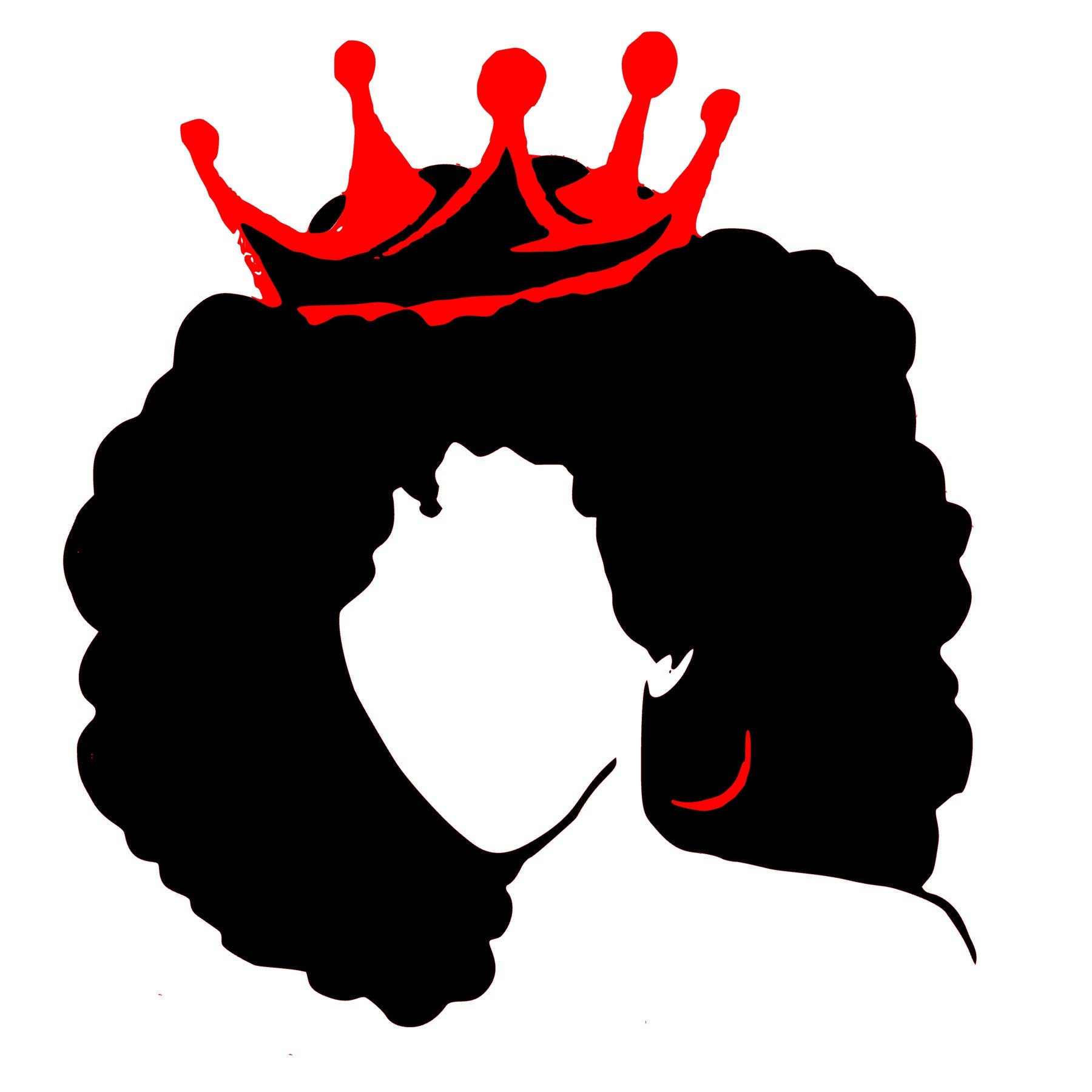Afro Girl Afro Girl With Crown Silhouette Woman Blank Face Etsy