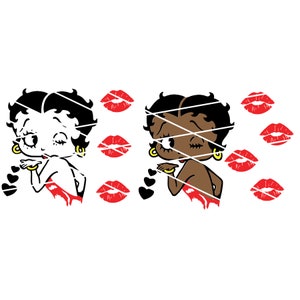 Betty Boop afroamericana lanzando besos SVG y PNG