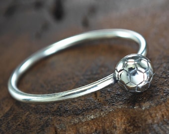 Handmade 925 Silver Football Ring: Soccer Fan Jewelry