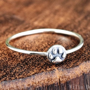 925 Silver Dog Paw Ring,Paw Print Ring