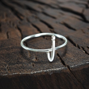 925 Silver Initial Ring: Custom Letter J Ring