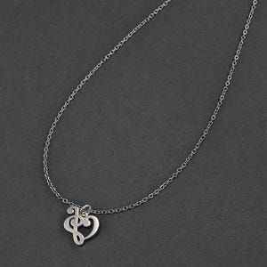 Musik Hinweis Herz Halskette, Halskette G-Notenschlüssel/Bassschlüssel Herz Silber, G-Notenschlüssel Bassschlüssel Herz Notenschlüssel Halskette, Note Schmuck, Geburtstagsgeschenk