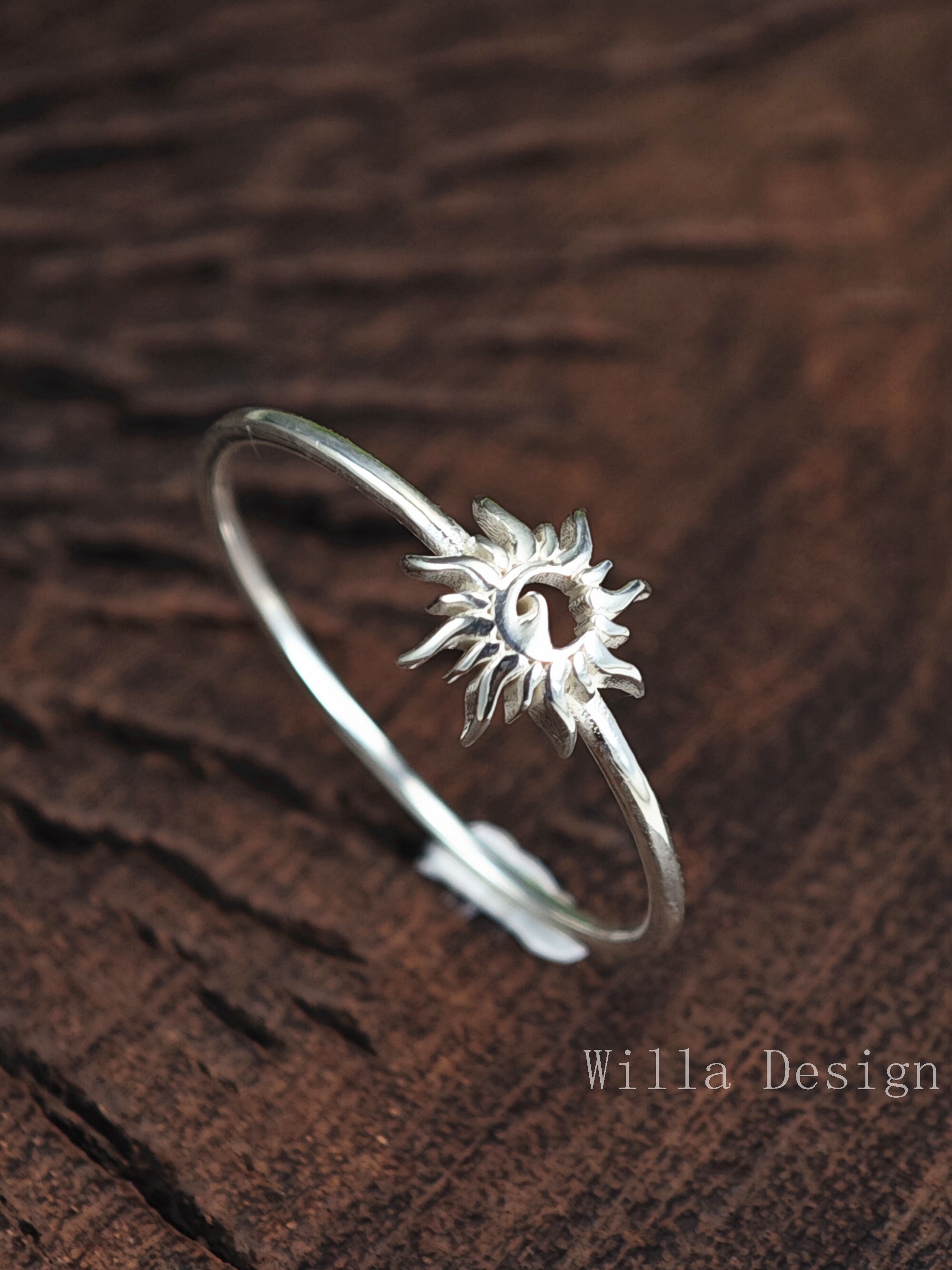 925 Sterling Silver Sun Ring: Handmade Sunshine Jewelry - Etsy