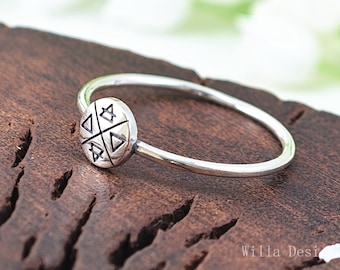 925 Silver Four Elements Ring: Alchemical Inspired Jewelry