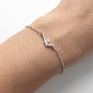 Dainty Personalized Initial Bracelet, Custom Letter Bracelet, Sterling Silver Bracelet,gifts