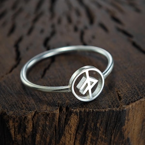 925 silver Bindrunes Ring,Norse Viking Runes Ring