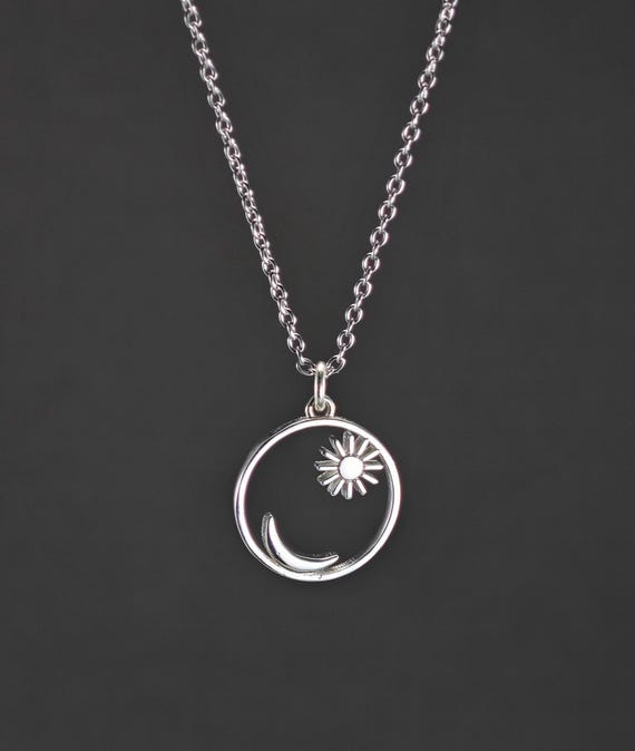 Stylized Sun and Moon Necklace Stylized Sun and Moon Necklace