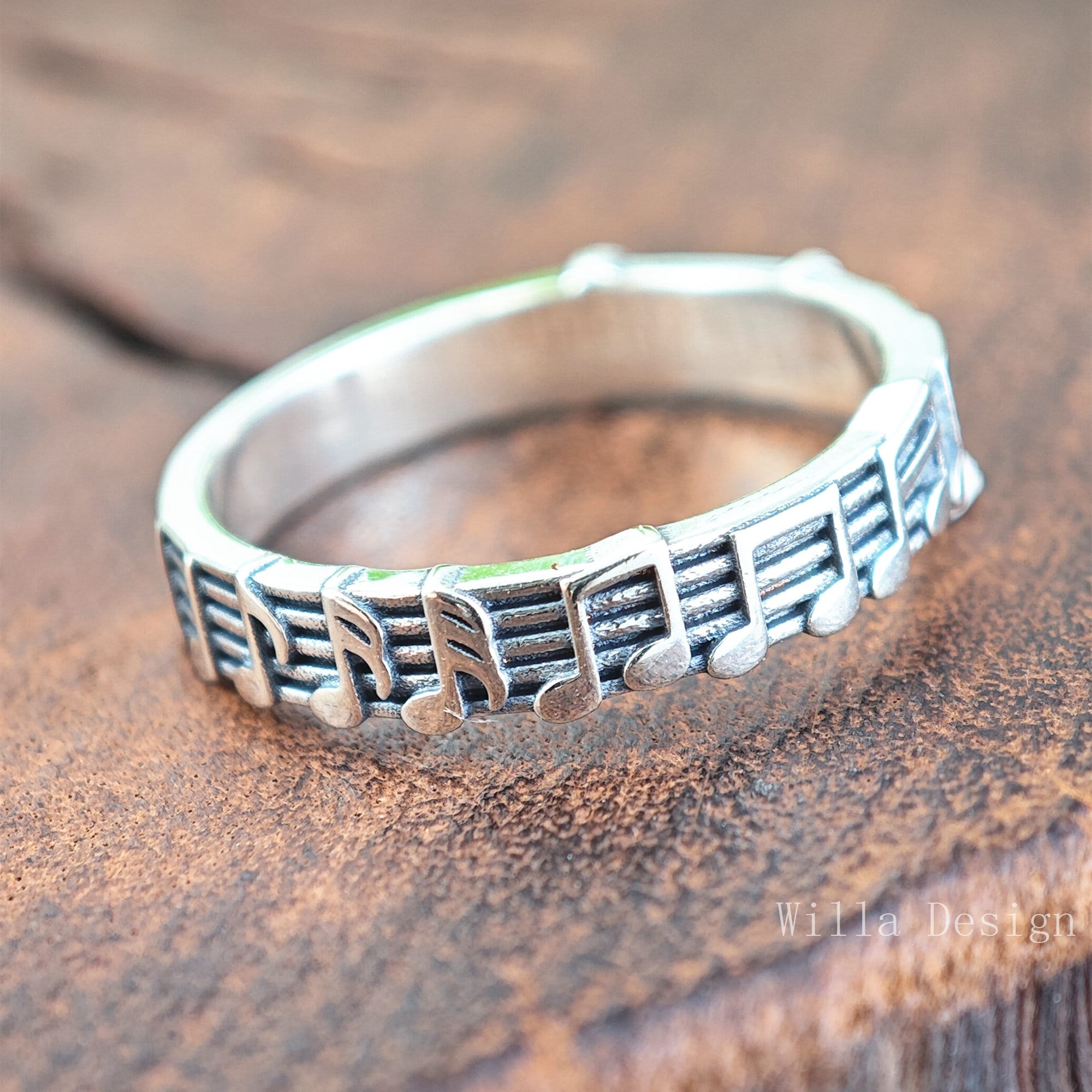 Silver Music Note Band Ring,Custom Band Ring,Wedding ring Anniversary Ring,Statement Jewelry,Gifts