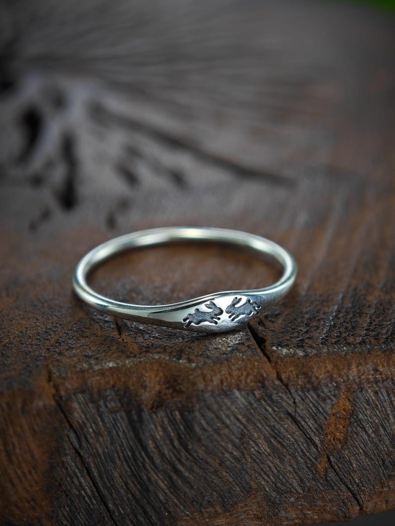 Silver Kiss Rabbits Ring, Liten Kanin Ring bild 4