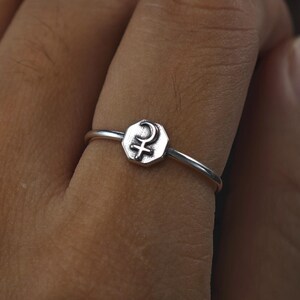 Silver Selena Symbol Ring: Handmade Astrology Jewelry