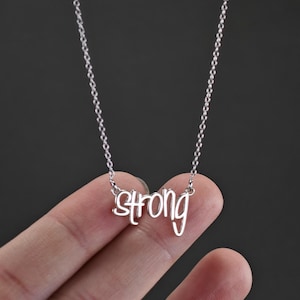 Collar con palabra personalizada, collar con inicial personalizada, collar fuerte, collar delicado con nombre de plata, joyería espiritual, regalo de Navidad bohemio para ella