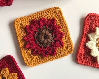 CROCHET PATTERN Crochet Flower Granny Square. US terms (English only)