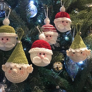 CROCHET PATTERN Santa and Elf Tree ornaments. US terms English only image 2