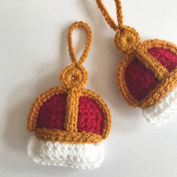 CROCHET PATTERN Royal Crown Tree Ornament, door hanger - US Terms (English only)