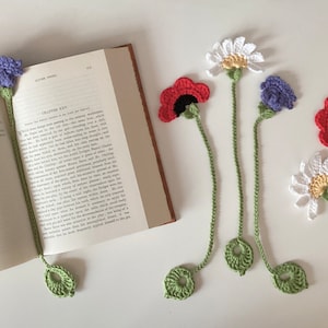 CROCHET PATTERN, wild flower bookmarks pdf pattern, US terms English only image 2