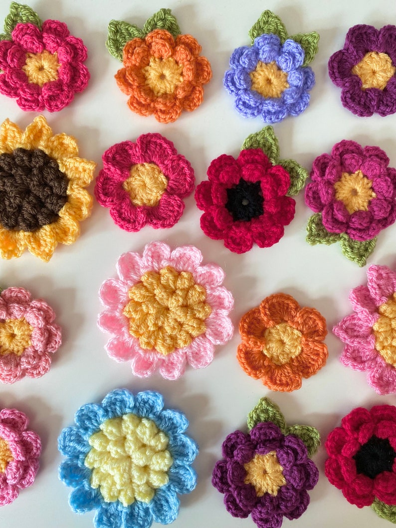 CROCHET PATTERN, Crochet flowers pdf pattern, US terms (English only) image 3