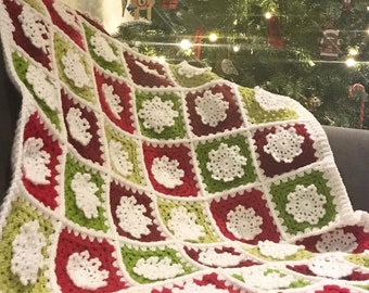 CROCHET PATTERN Snowflake Throw. US terms (English only)