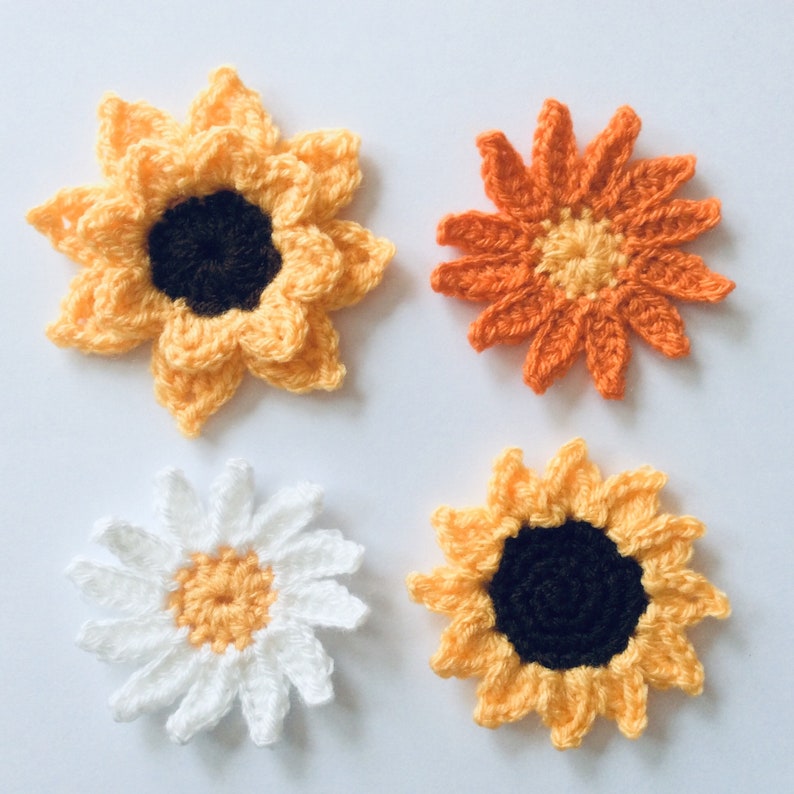 CROCHET PATTERN flowers, sunflowers and daisies crochet pattern, US Terms English only 画像 2