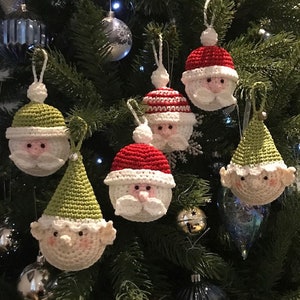 CROCHET PATTERN Santa and Elf Tree ornaments. US terms English only image 1