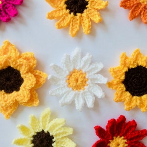 CROCHET PATTERN flowers, sunflowers and daisies crochet pattern, US Terms English only 画像 1