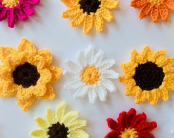 CROCHET PATTERN flowers, sunflowers and daisies crochet pattern, US Terms (English only)