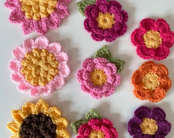 CROCHET PATTERN, Crochet flowers pdf pattern, US terms (English only)