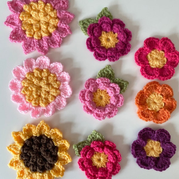 CROCHET PATTERN, Crochet flowers pdf pattern, US terms (English only)