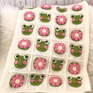 CROCHET PATTERN ‘Loopy Lily’ granny square instant download crochet frog blanket US Terms (English only)