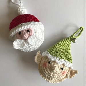 CROCHET PATTERN Santa and Elf Tree ornaments. US terms English only image 3