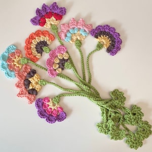 CROCHET PATTERN,  Fan flower bookmarks pdf pattern, US terms (English only)